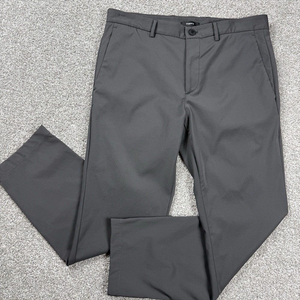 Theory Zaine Neoteric Pants Mens‎ 32 Charcoal Gray Stretch Slim Performance